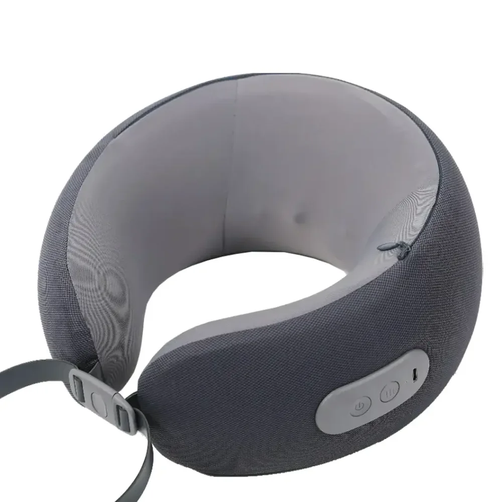 Green Lion Ergonomic Pillow with Neck Massager Function - Gray