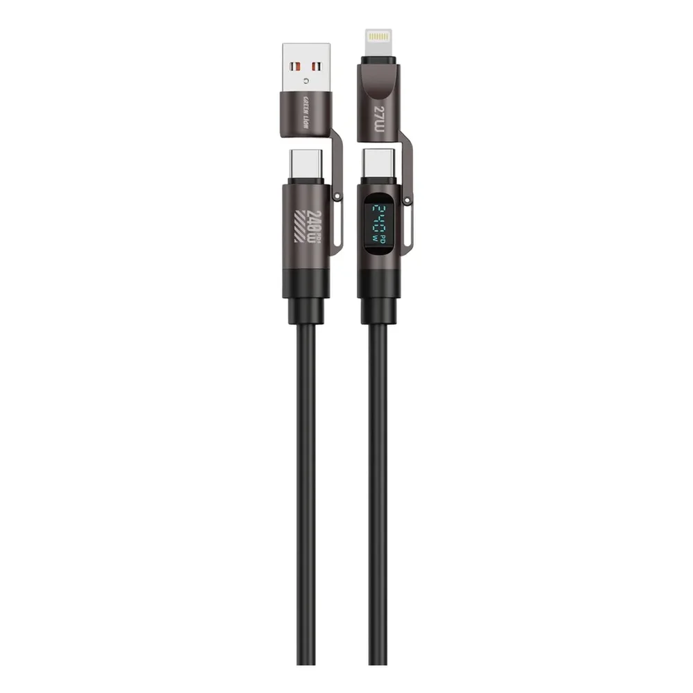 Green Lion 4-in-1 Silicone Cable 1.2m with Digital Display 240W