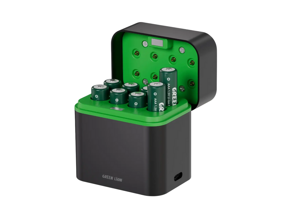 Green Lion Rechargeable 8×AAA Battery Dock USB-C