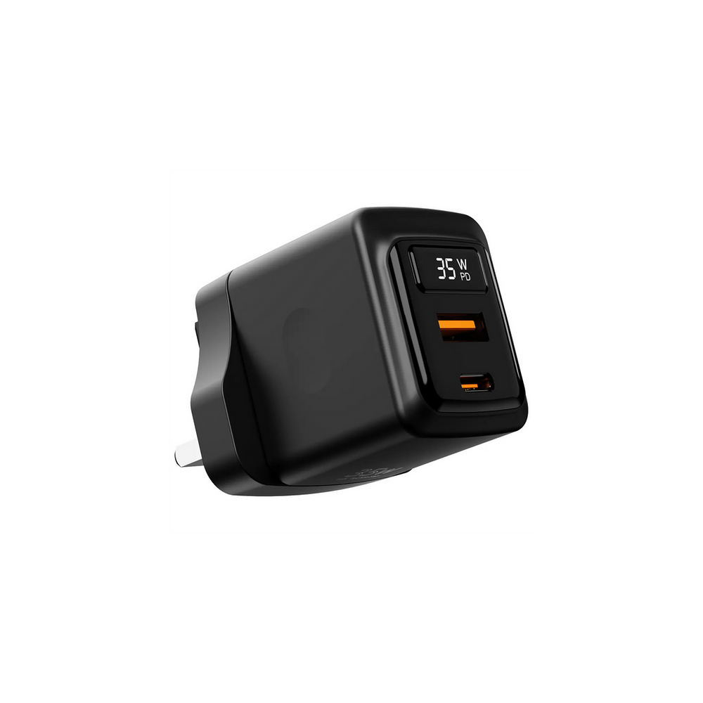 Porodo GaN 35W Dual Port Wall Charger with Power Display