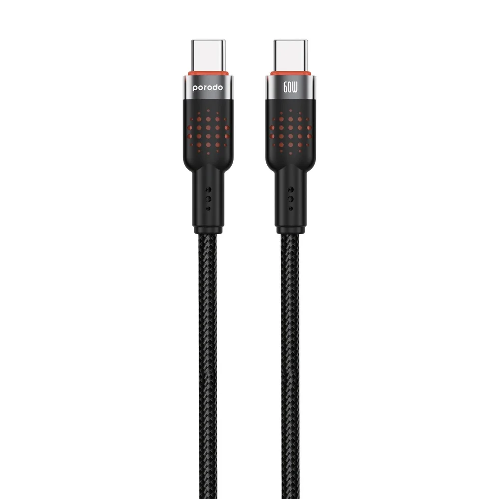 Porodo USB-C to USB-C Aluminum Braided Cable – 1.2m, PD 60W