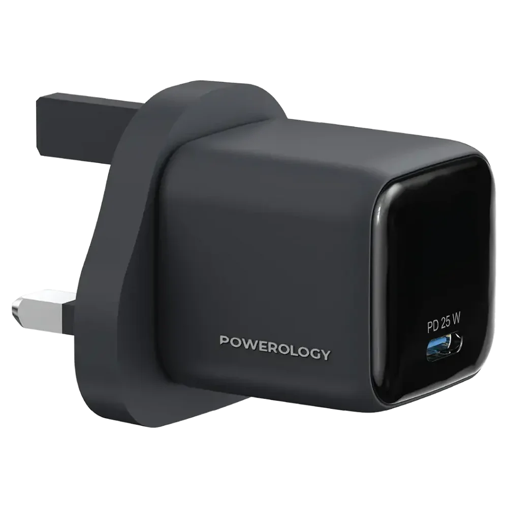 Powerology Volt-X 25W Mini GaN Wall Charger with Type-C to Type-C Cable