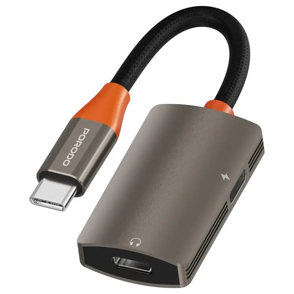 Porodo AudioLink Duo USB-C Interface Audio & Charge Splitter (PD 60W)
