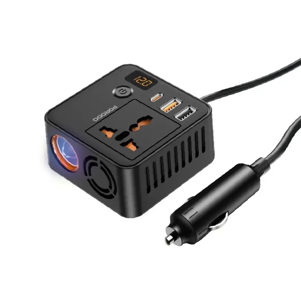 Porodo Universal Black AC Power Inverter