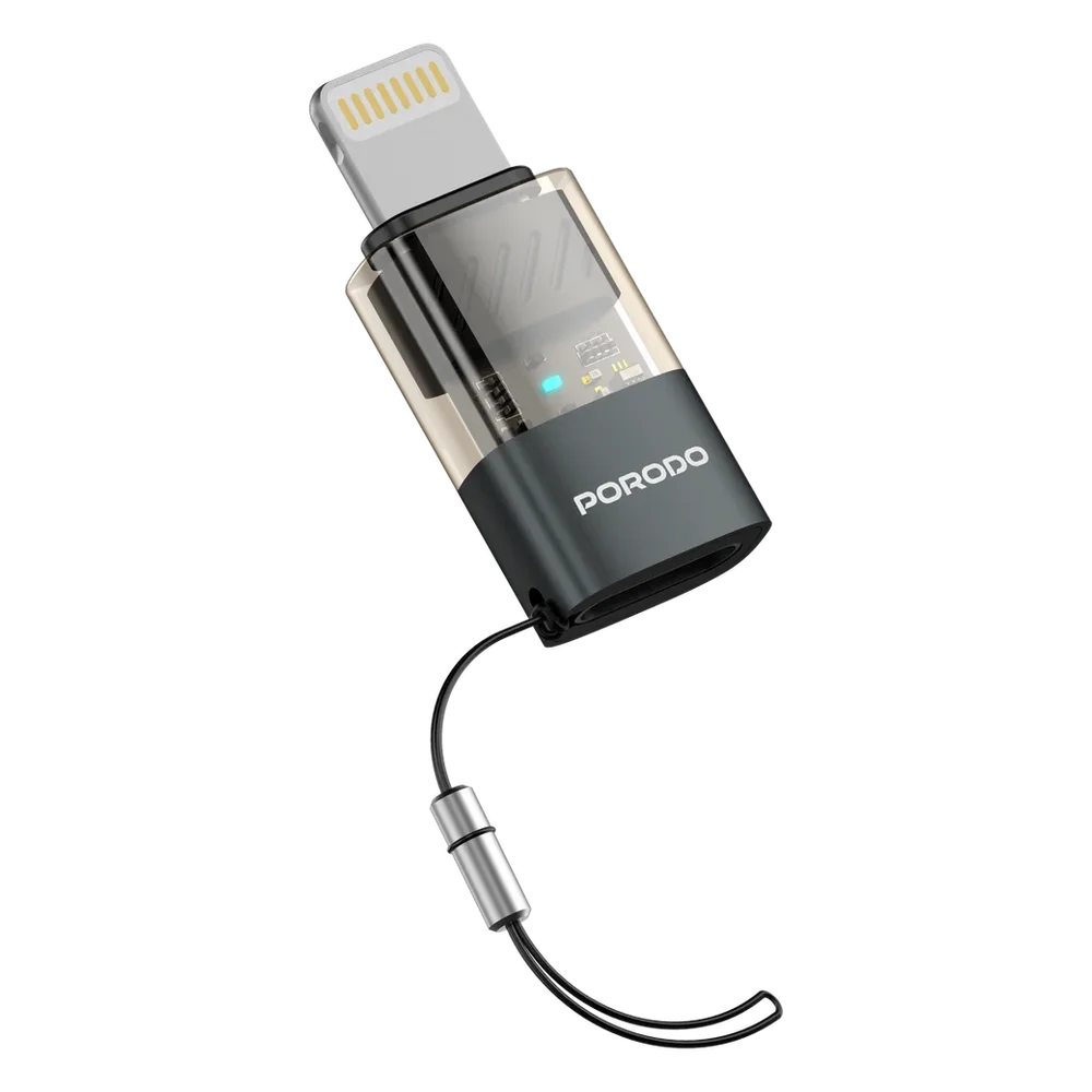 Porodo MiniLink Transparent OTG Adapter USB-C to Lightning