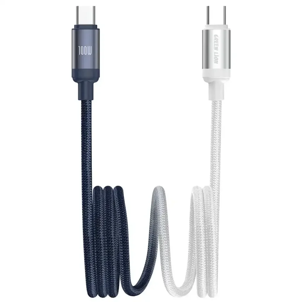 Green Lion Duo Colour Braided USB-C to USB-C Cable – 100W, 1m
