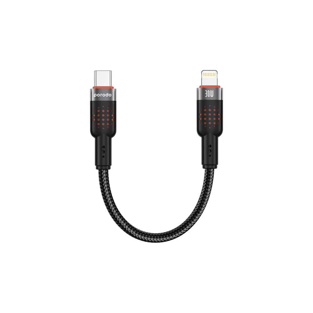 Porodo Braided Cable USB-C to Lightning 25 cm