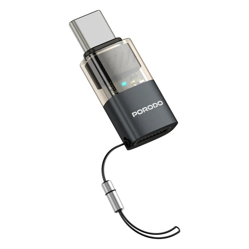 Porodo MiniLink Transparent OTG Adapter Lightning to USB-C