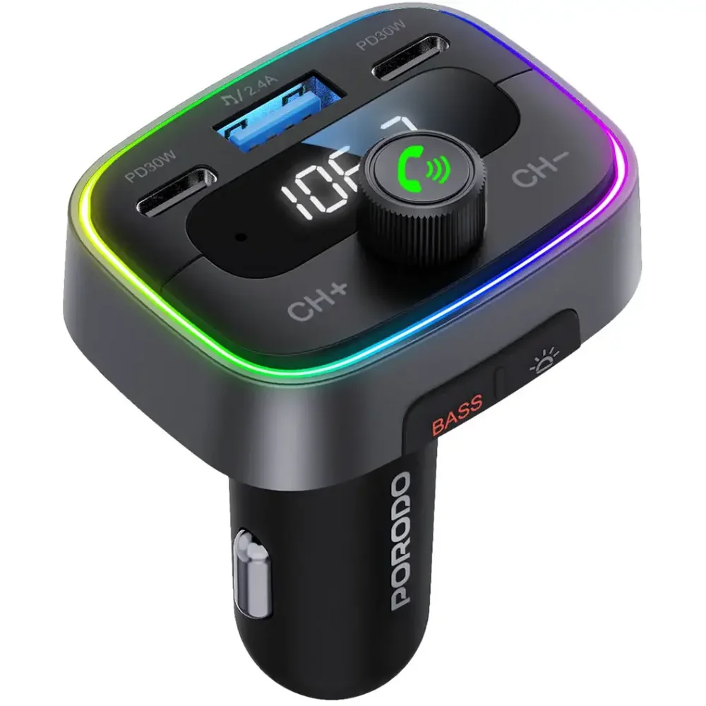 Porodo Smart Car Charger FM Transmitter (PD 60W)