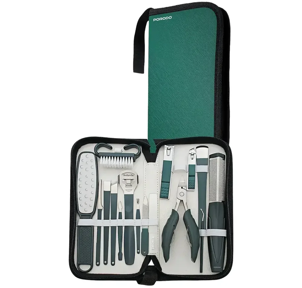 Porodo 16-in-1 Portable Nail Clipper Set for Manicure and Pedicure