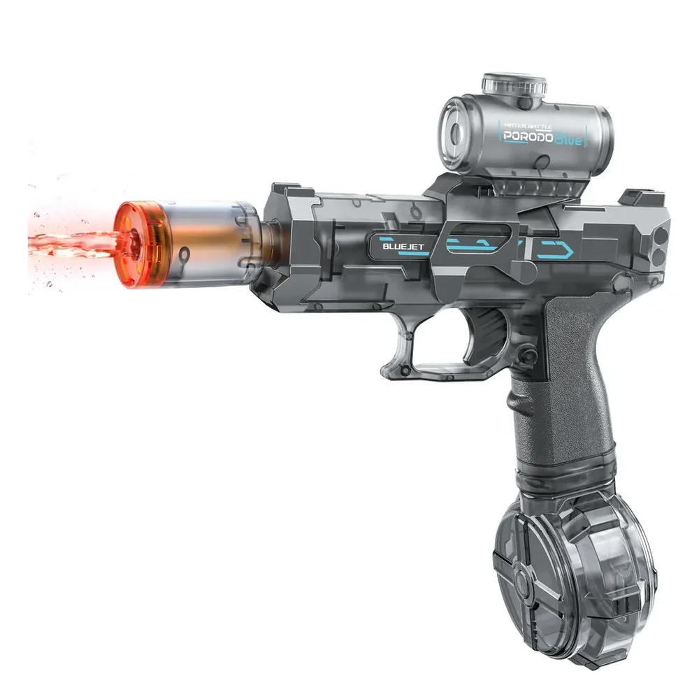 Porodo Blue Auto-Firing Electric Water Gun with Flashing Lights