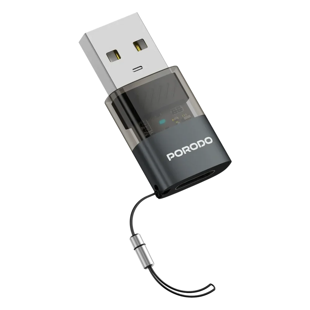 Porodo MINILINK Transparent USB-C to USB-A OTG Adapter