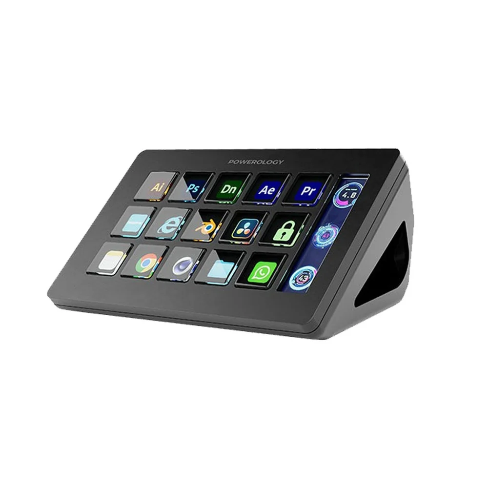 Powerology Stream Deck – 15-Button Interactive Control Panel | USB-C | Black