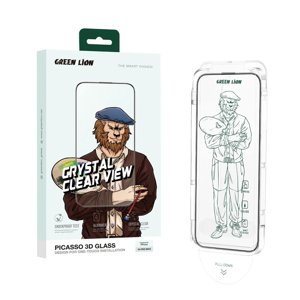 Green Lion Picasso 3D Glass With Alignment Tray for iPhone 15/16 Plus