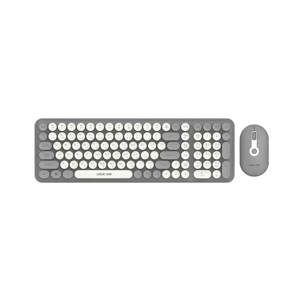 Green Lion GKM-300 Wireless Keyboard + Mouse - Grey
