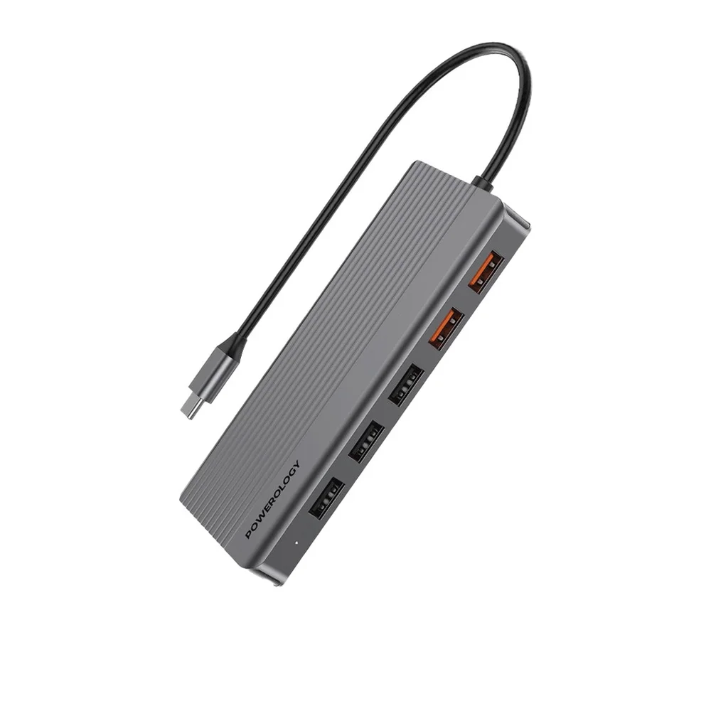 Powerology 12-in-1 USB-C Hub – 4K Dual HDMI & DP | 100W PD | Ethernet