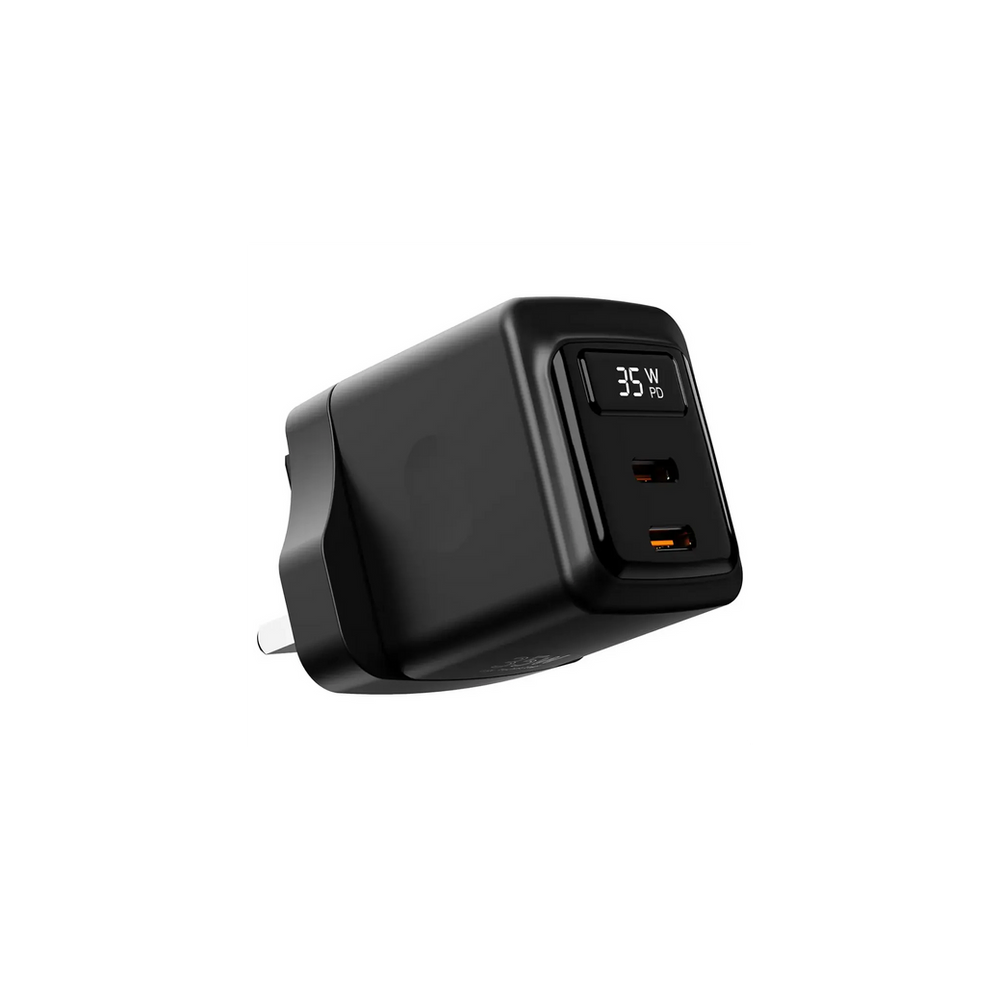 Porodo GaN 35W Dual USB-C Wall Charger with Power Display
