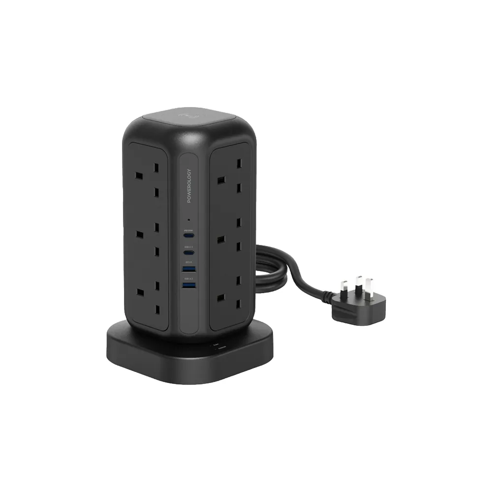 Powerology 12 AC Sockets GaN Tower Hub