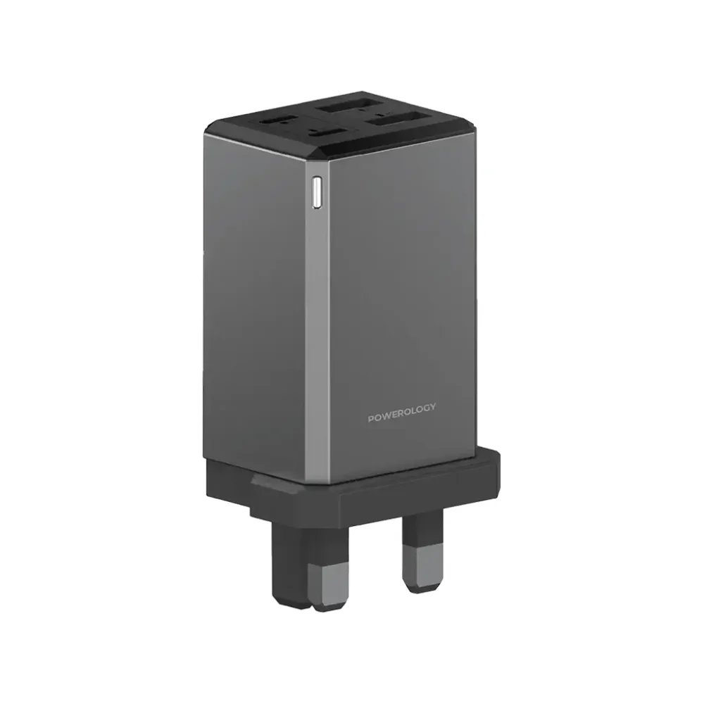 Powerology 65W GaN UK Plug Travel Adapter