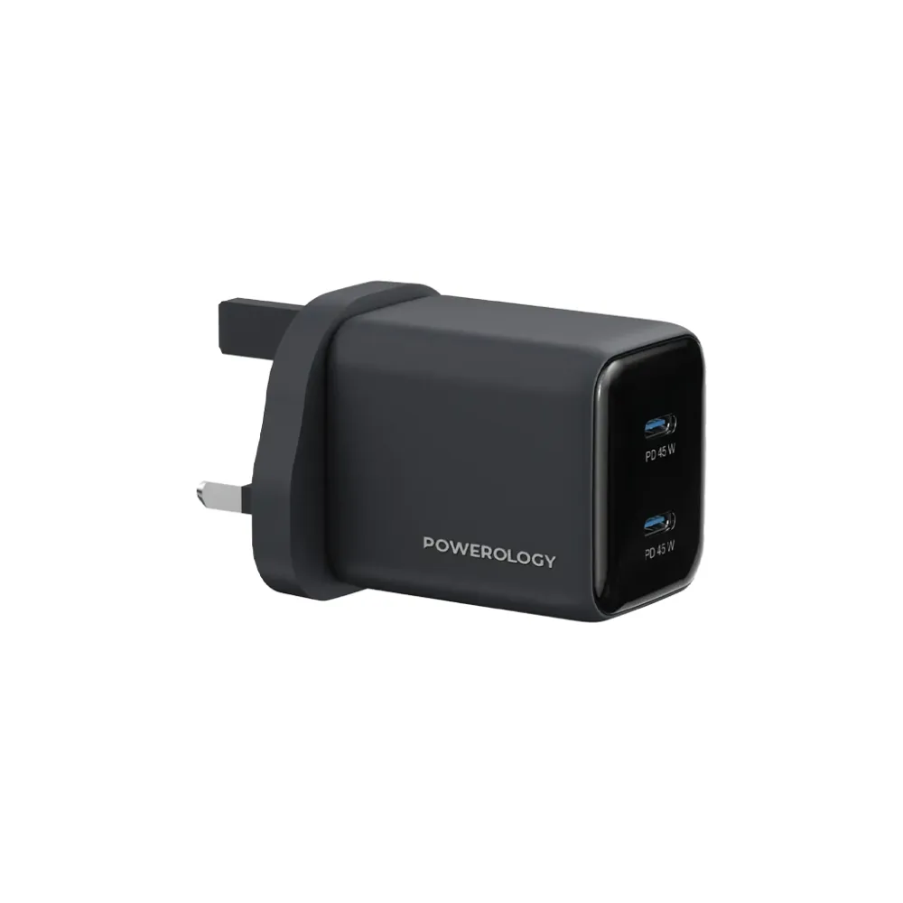 Powerology Volt-X 45W Dual-Port Wall Charger with USB-C to C Cable