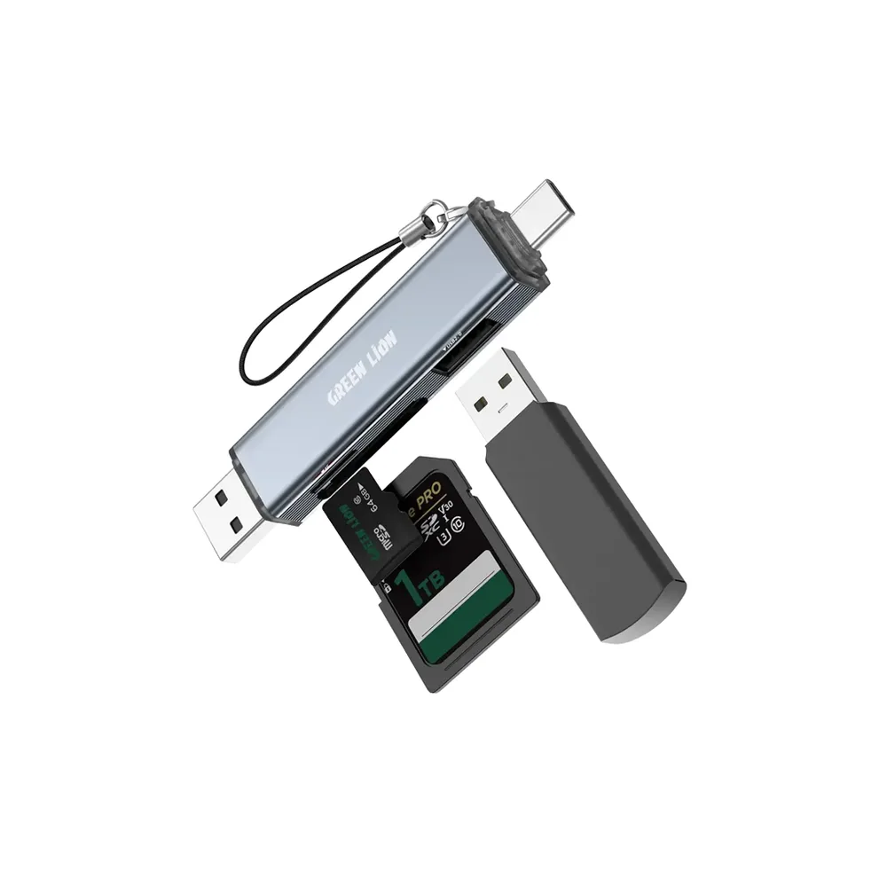 Green Lion 3 in 1 Card Reader with USB-A & USB-C Connectivity