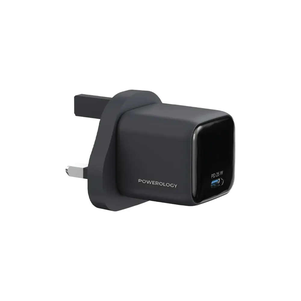 Powerology Volt-X 25W Mini Gan Wall Charger with USB C to USB C Cable