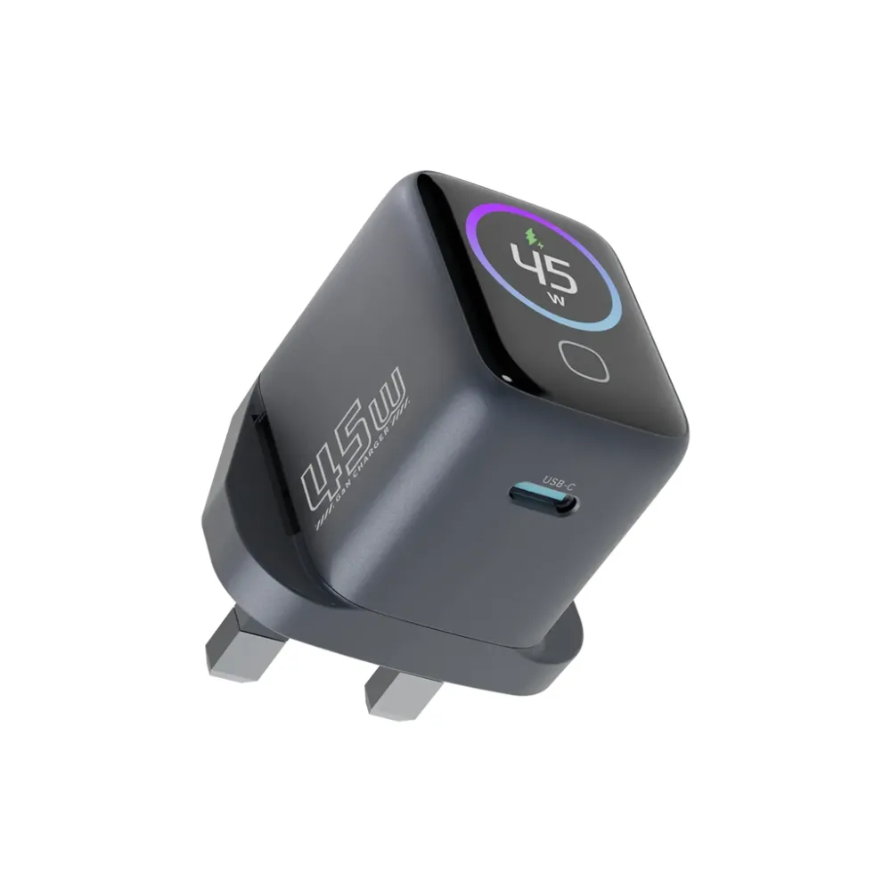 Powerology Voltflow 45W Type-C Adaptor With TFT Screen C To C Cable